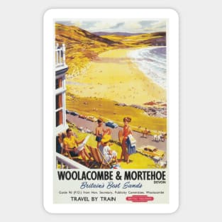 Woolacombe & Mortehoe, Devon - Vintage Railway Travel Poster - 1960 Sticker